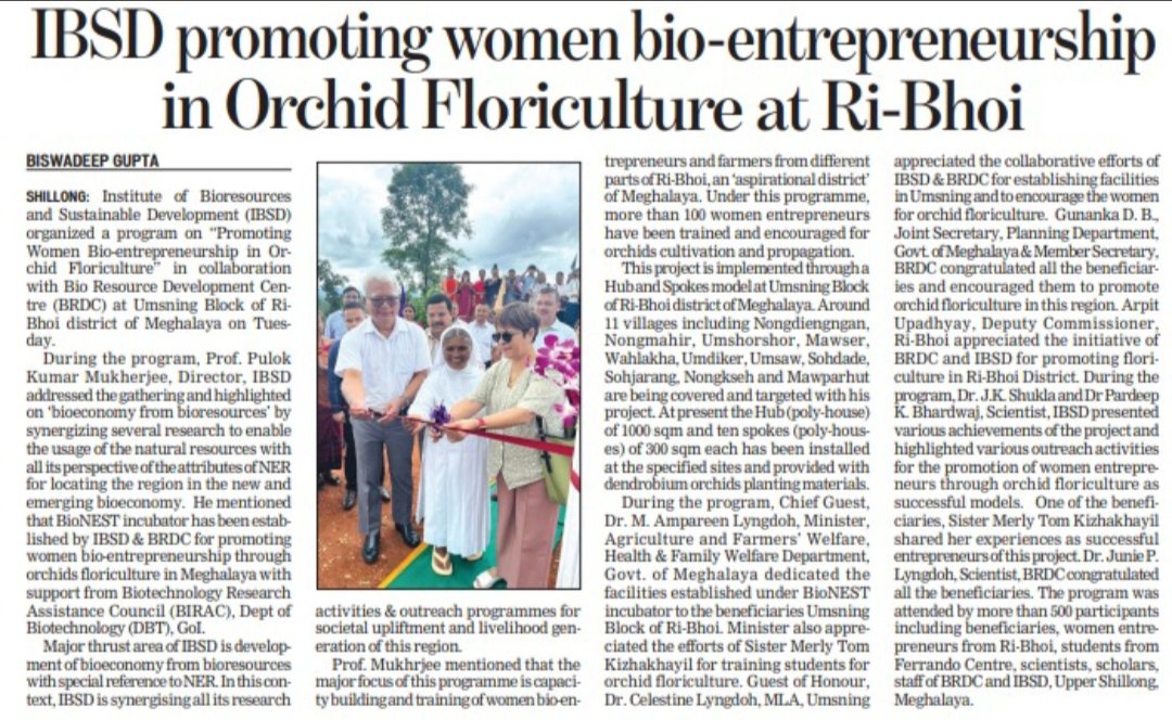 ibsd-is-organising-a-program-on-promoting-women-bio-entrepreneurship-in-orchid-floriculture-at-ri-bhoi-district-meghalaya-on-3rd-oct2023-under-bionest-incubator-established-by-birac-dbt-goi-