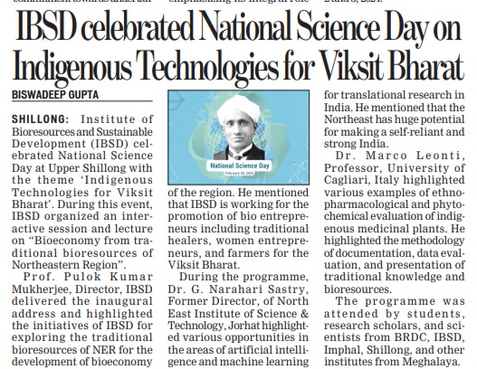 ibsd-celebrated-national-science-day-on-indigenous-technologies-for-viksit-bharat-highlighting-bioeconomy-from-traditional-bioresources-of-northeastern-region-