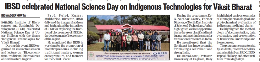 ibsd-celebrated-national-science-day-on-indigenous-technologies-for-viksit-bharat-highlighting-bioeconomy-from-traditional-bioresources-of-northeastern-region-