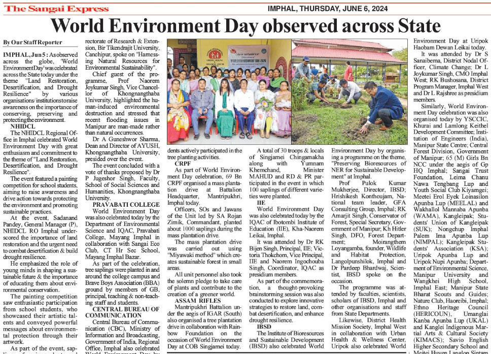 bric-ibsd-celebrated-world-environment-day-and-organised-one-day-seminar-on-bioeconomy-from-bioresources-promoting-bioentrepreneurship-in-ner-for-viksit-bharat-on-5th-june-2024-at-imphal-